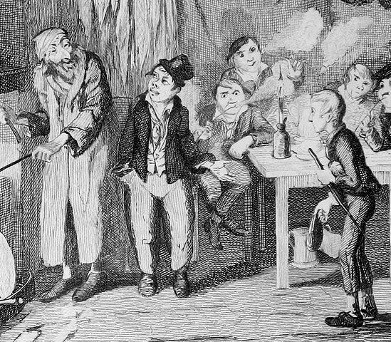 'Have I got a deal for you...' (the artful dodger introduces Oliver to Fagin - by Cruikshank)