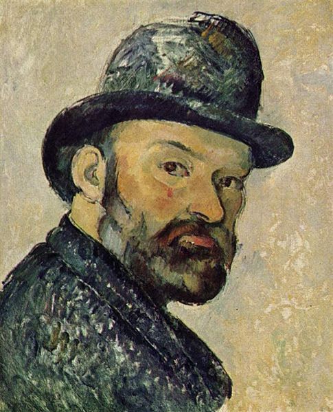 Cézanne self-portrait, about the time he riffled through "L'Oeuvre"