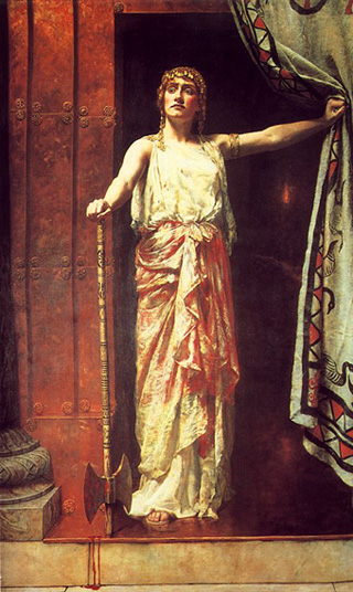 "Yes son, I am getting a taste for this..." (Clytemnestra after the fact, by John Collier, 1882)