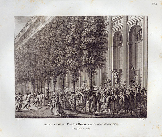 Camille Desmoulins puts a motion at the Royal Palace, 12 July 1789